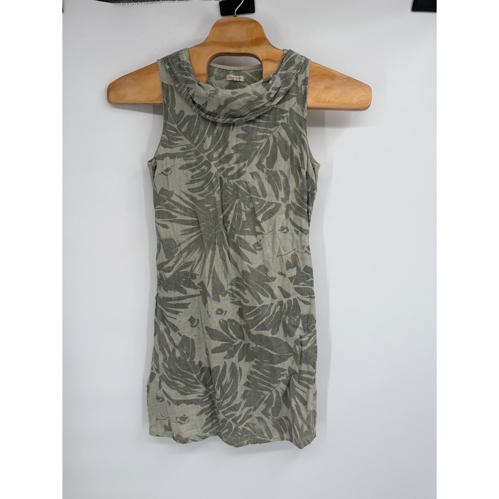 Lina Tomei‎ Women's Size Medium floral green and khaki Linen dress with pockets